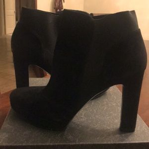 Black suede platform booties